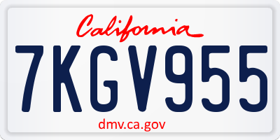 CA license plate 7KGV955