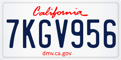 CA license plate 7KGV956