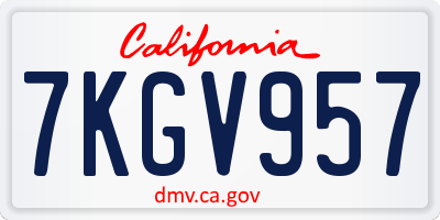 CA license plate 7KGV957