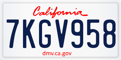 CA license plate 7KGV958