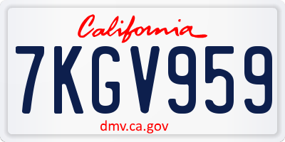 CA license plate 7KGV959