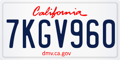 CA license plate 7KGV960