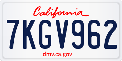 CA license plate 7KGV962