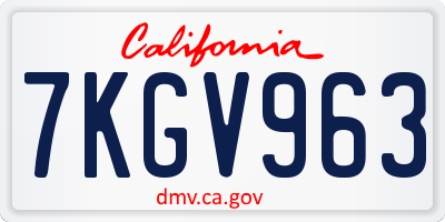 CA license plate 7KGV963