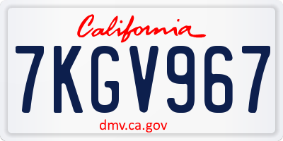 CA license plate 7KGV967