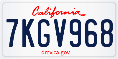 CA license plate 7KGV968