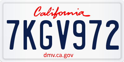 CA license plate 7KGV972
