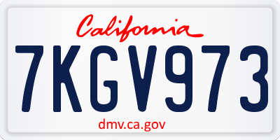 CA license plate 7KGV973