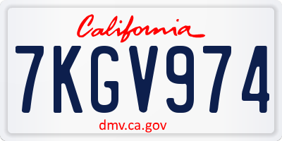 CA license plate 7KGV974