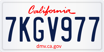 CA license plate 7KGV977