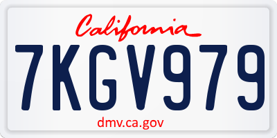 CA license plate 7KGV979