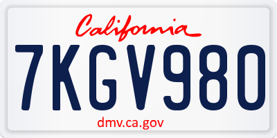 CA license plate 7KGV980