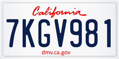 CA license plate 7KGV981