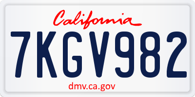 CA license plate 7KGV982