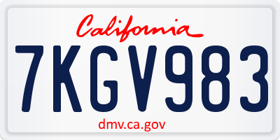 CA license plate 7KGV983