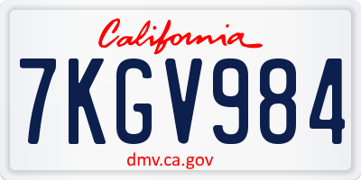 CA license plate 7KGV984