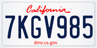 CA license plate 7KGV985