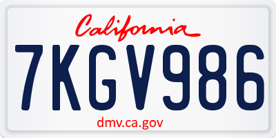 CA license plate 7KGV986
