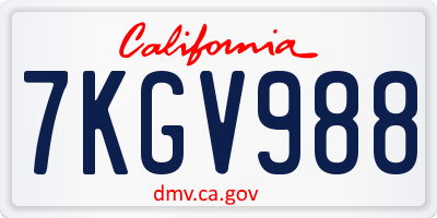 CA license plate 7KGV988
