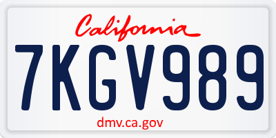 CA license plate 7KGV989