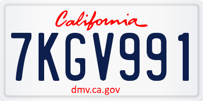CA license plate 7KGV991