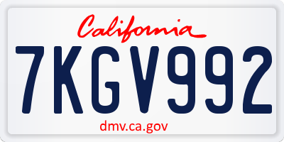 CA license plate 7KGV992