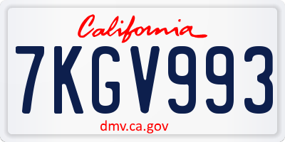 CA license plate 7KGV993
