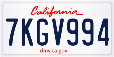 CA license plate 7KGV994
