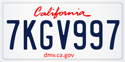 CA license plate 7KGV997