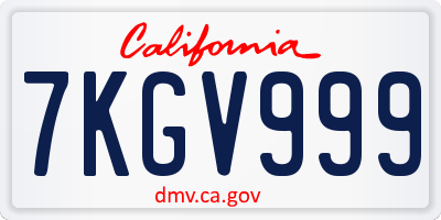 CA license plate 7KGV999