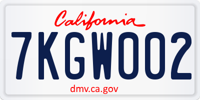 CA license plate 7KGW002