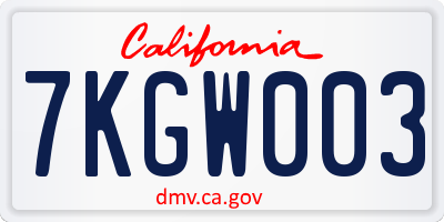 CA license plate 7KGW003