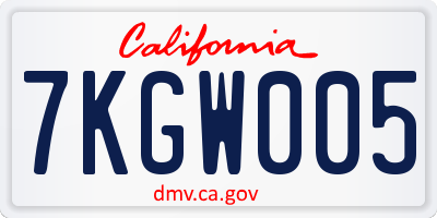 CA license plate 7KGW005