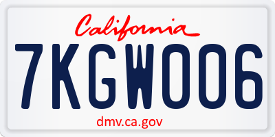 CA license plate 7KGW006
