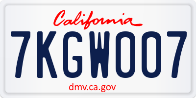 CA license plate 7KGW007