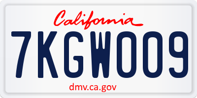 CA license plate 7KGW009