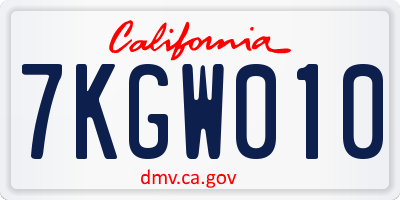 CA license plate 7KGW010
