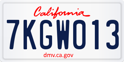 CA license plate 7KGW013