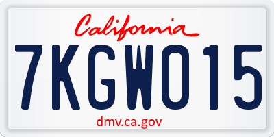 CA license plate 7KGW015