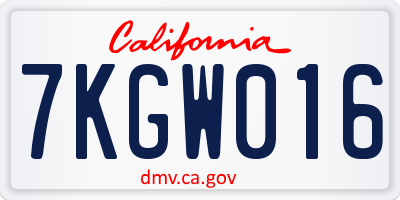 CA license plate 7KGW016