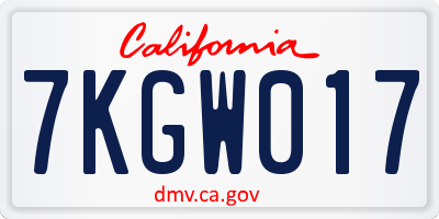 CA license plate 7KGW017