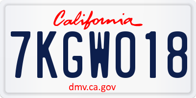 CA license plate 7KGW018