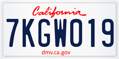 CA license plate 7KGW019