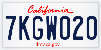 CA license plate 7KGW020