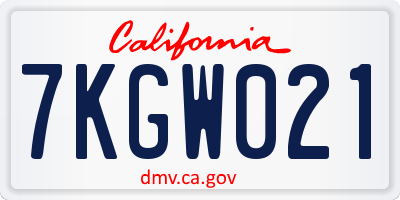 CA license plate 7KGW021