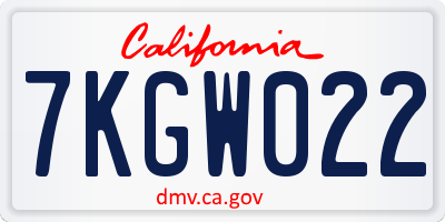 CA license plate 7KGW022