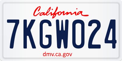 CA license plate 7KGW024