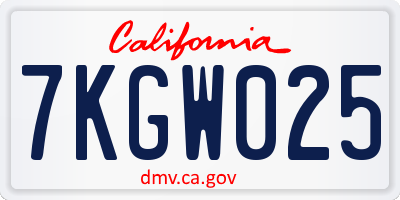 CA license plate 7KGW025