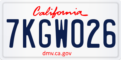 CA license plate 7KGW026