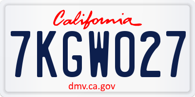 CA license plate 7KGW027